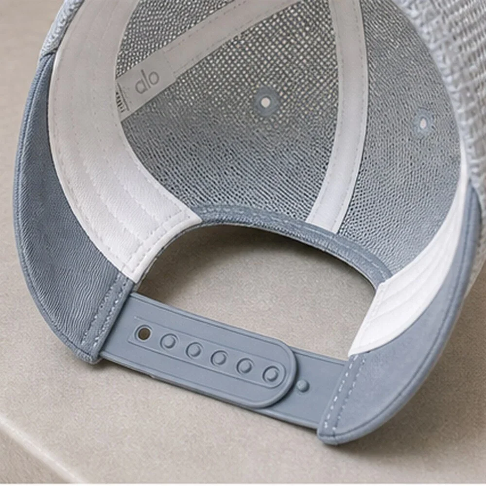 ALO Yoga Mist Blue Gray Travel Mesh Trucker Cap Hat NWT